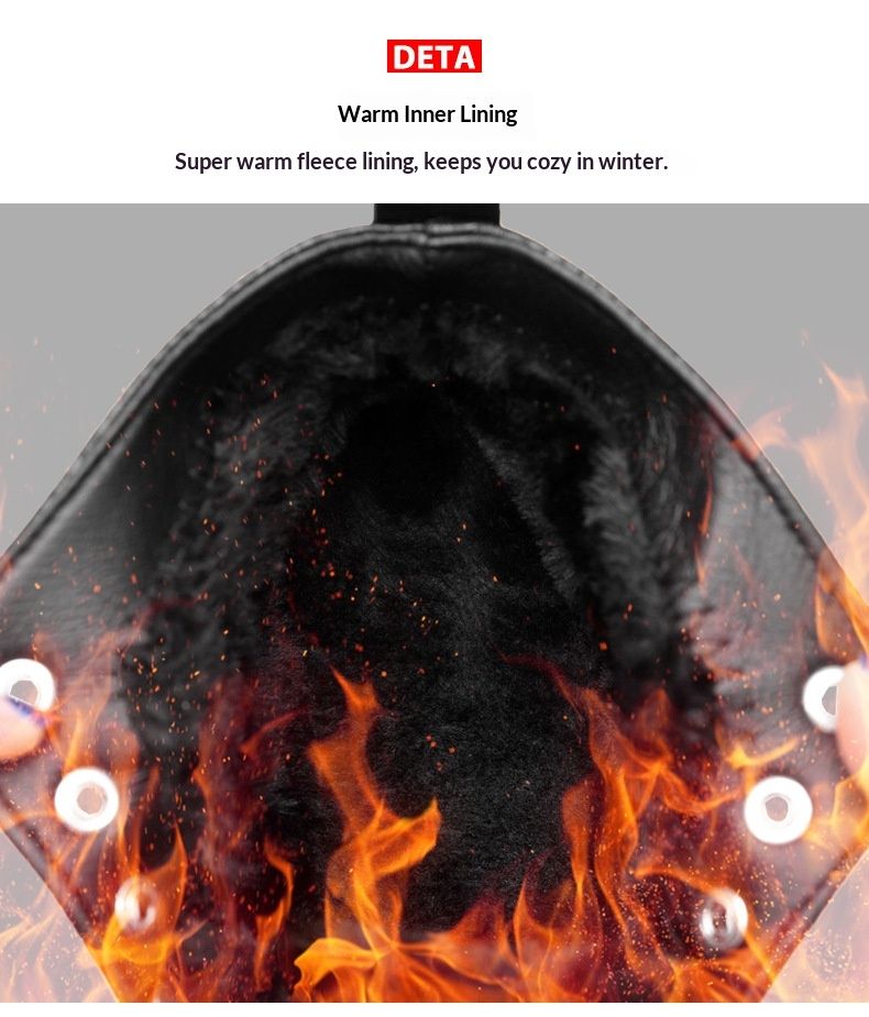 Bottes montantes chaudes Glide 2025 Hiver en coton avec doublure polaire, style business, en cuir, pour hommes._voghion.com