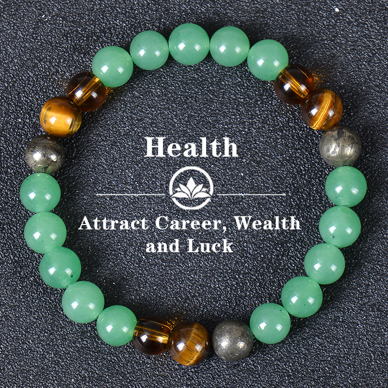 1 Piece Aura Quartz And Ocean Sediment Beaded Bracelet - Unisex - Homeopathic Crystal Jewelry - Brings Abundance - Prosperity_voghion.com