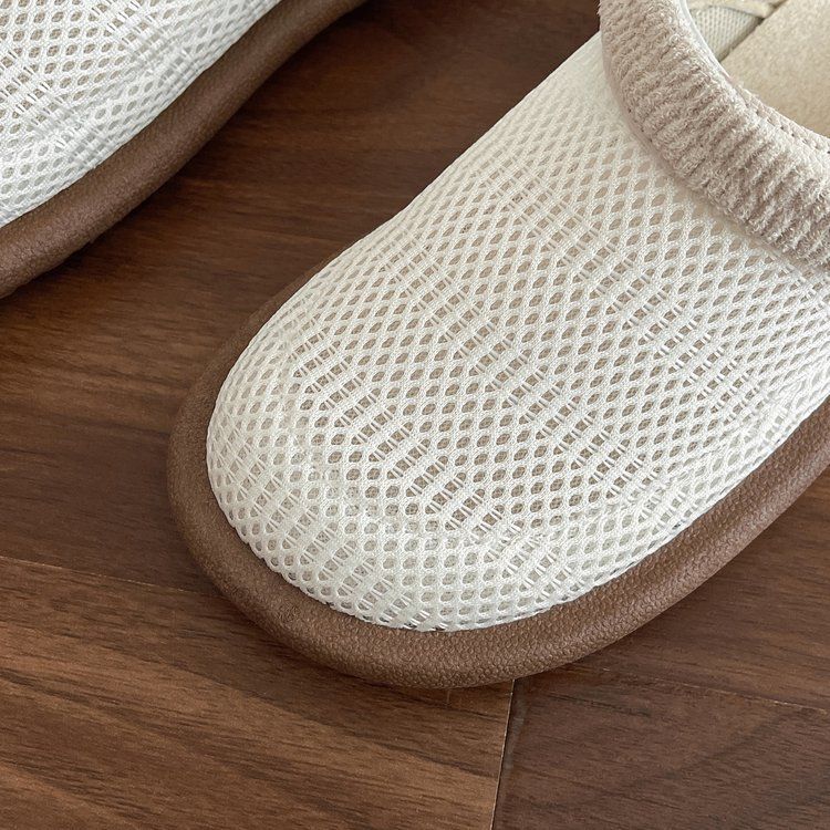 Damesschoenen met één stuk, tweedelige Baotou-pantoffels met zachte zool, bovenkleding, ademend mesh, instapschoenen met één stuk_voghion.com
