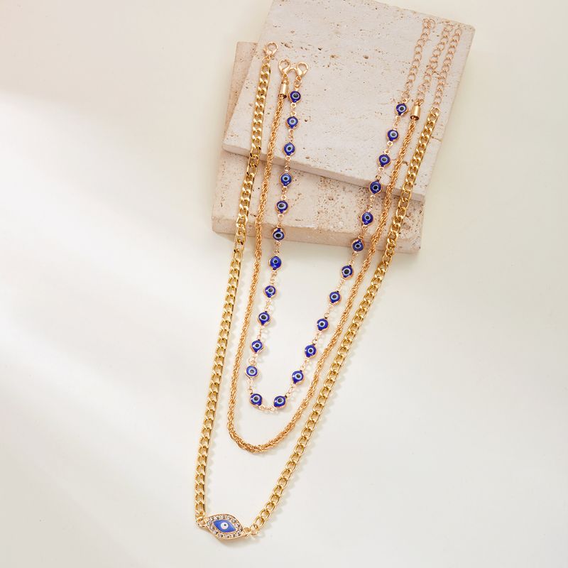 „2025 Sommer-Trendset „Böser Blick“, 3-teiliges Halsketten-Set | Einzigartiges Lagendesign | Titanstahl | Anlaufschutz | Hypoallergen | Schmuck für den Strandurlaub“_voghion.com