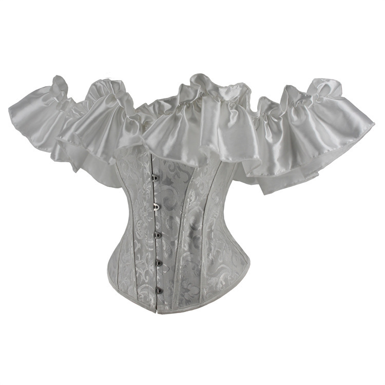 jacquard with satin lace tube top corset for palace ladies herringbone one-shoulder body shaping garments_voghion.com