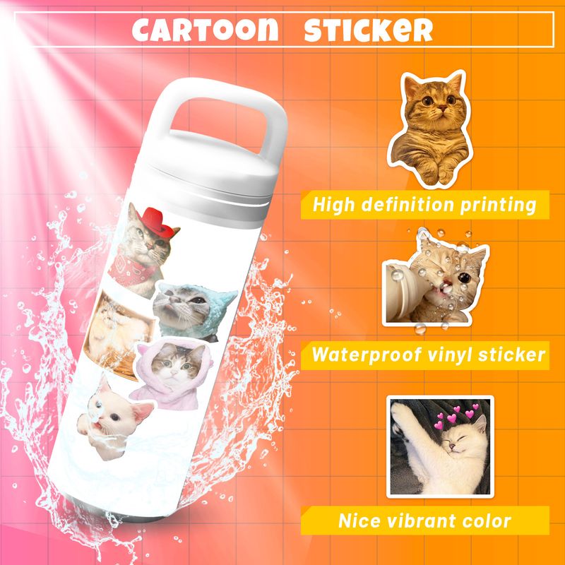 50 Cat Stickers Cute Cute Cat Cute Internet Celebrity Cat Expression Pack Graffiti Stickers_voghion.com