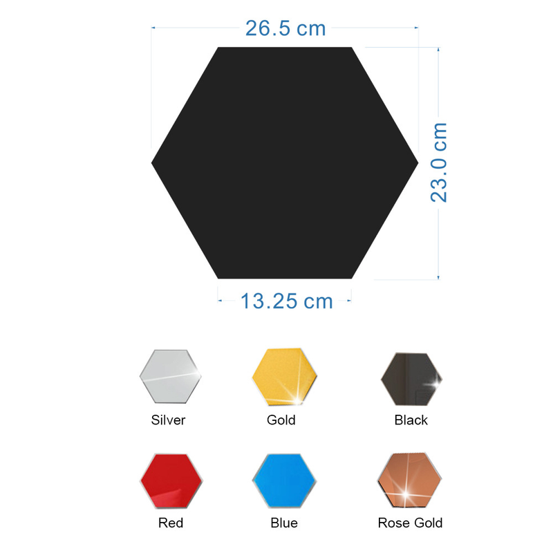 JM006 pegatina de pared de espejo acrílico hexagonal DIY decoración del hogar pegatina de espejo tridimensional impermeable_voghion.com