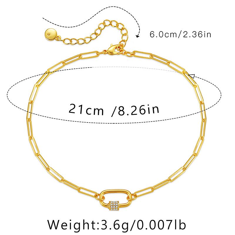 Pabeierklammer Kette Design Messing platéiert Gold Diamant einfach Bracelet_voghion.com