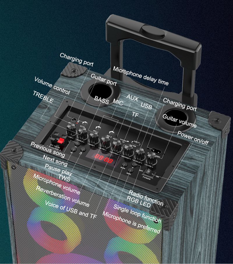 JQS9011L Outdoor Square Dance Performance Audio K Song Spurstange Bluetooth-Lautsprecher mit Mikrofon_voghion.com