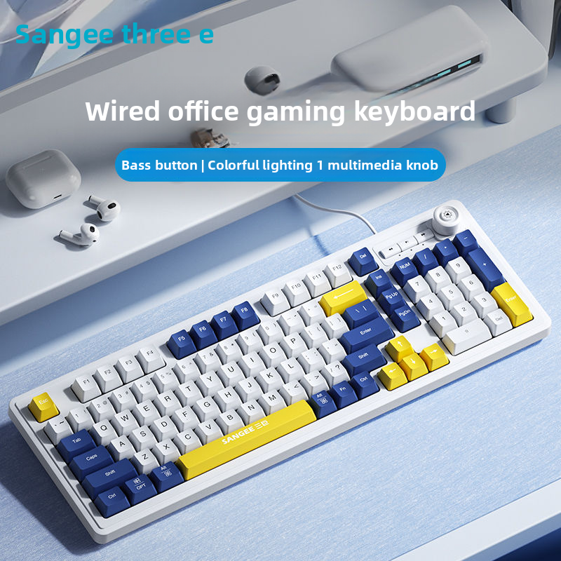Tastiera cablata Sanju retroilluminata a membrana con sensazione meccanica per giochi, ufficio, desktop, laptop, digitazione_voghion.com