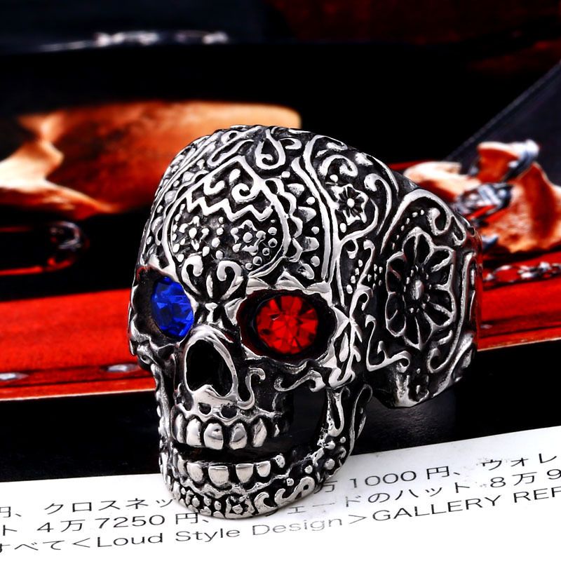 Schädelkopf Männer Rock Gothic Punk Schmuck Ring männliches Geschenk_voghion.com