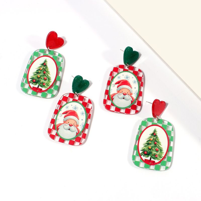 Set di gioielli da donna, orecchini natalizi alla moda, albero di Natale in acrilico, orecchini natalizi di Babbo Natale_voghion.com