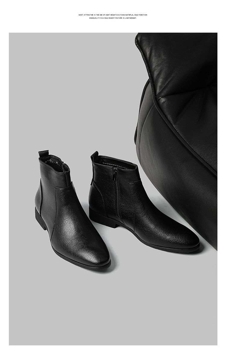 Glide Glide Autunno Inverno Nuovo Uomo Semplice Sottile Morbido Pelle Business Ufficio Europeo Americano Cerniera Laterale Stivaletti Corti Taglia Grande_voghion.com