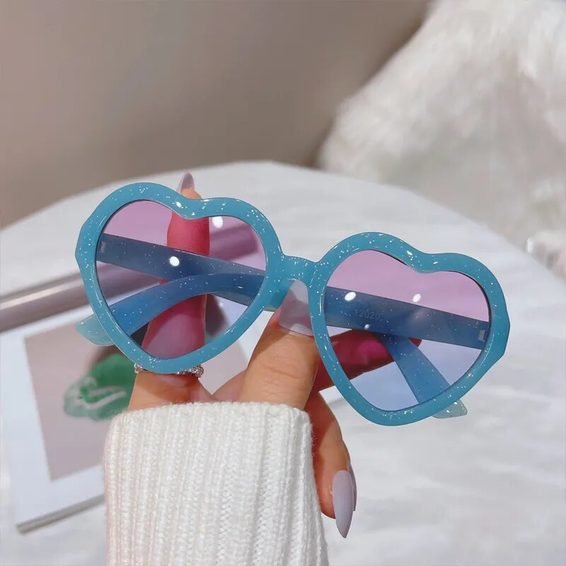 Simpatici cuori color caramella occhiali da sole per bambini bambini retrò rosa cartone animato occhiali da sole montatura ragazze ragazzi occhiali da sole per bambini UV400_voghion.com