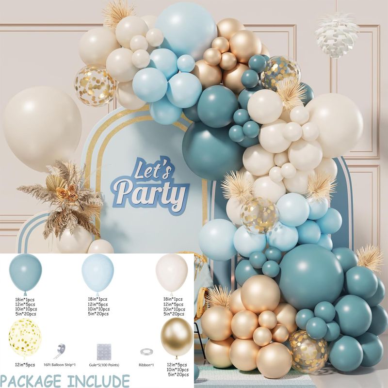 Vintage Blue Balloon Arch Kit 200pcs Premium Thick Latex Balloons For Wedding Birthday Grand Opening Decorations With Garland String And Stand_voghion.com