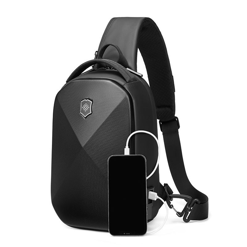 EVA Hard Shell Chest Oxford Cloth Single Shoulder Crossbody 2022 New Korean Version Charging Backpack Men's Casual Sling_voghion.com