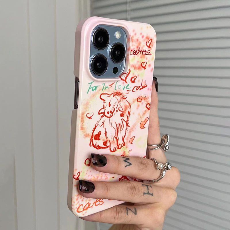【 16 000 nasbíraných lidí 】 Nový růžový all inclusive kryt s motivem kočky Love Cat pro telefon 14/12promax/11/xr/8plus, odolný proti zašpinění X_voghion.com