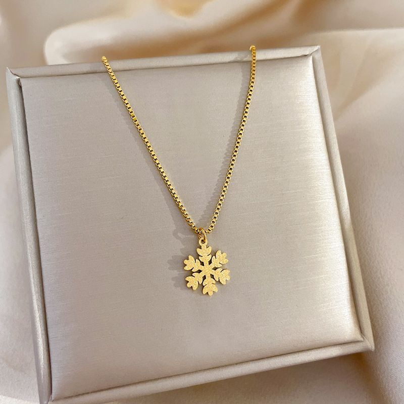 【Acciaio al titanio a corpo intero】 Fiocco di neve che svolazza in una fornace a vento minimalista, collana in vero oro per donna, maglia ins_voghion.com