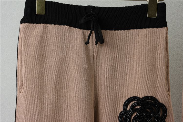 Women's Clothing autumn new camellia knitted suit women's round neck knitted sweater wide leg pants temperament two piece suit_voghion.com