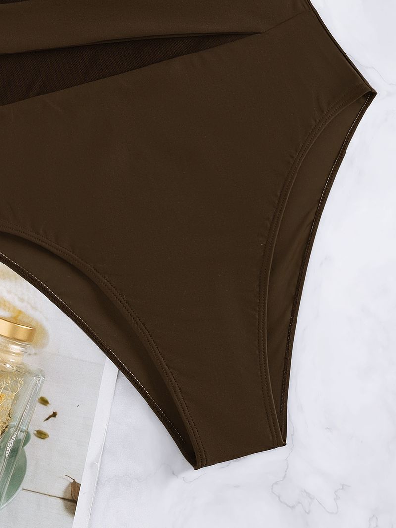2025 nou, lemn multicolor, marginea urechii, plasă cu un umăr, costum de baie sexy dintr-o singură bucată, bikini pentru comerț exterior european și american_voghion.com