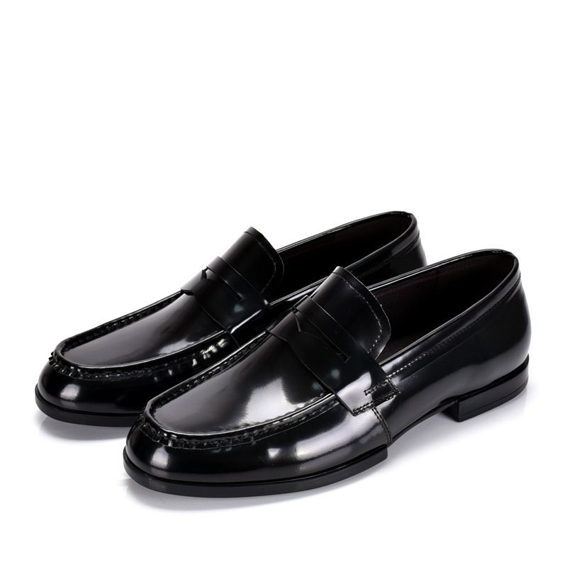 Echte Loafer One Foot Shiny Schuhe Herren, Britisches Lackleder Für Business Und Freizeit, Handgefertigte Bean Schuhe, Rindsleder_voghion.com