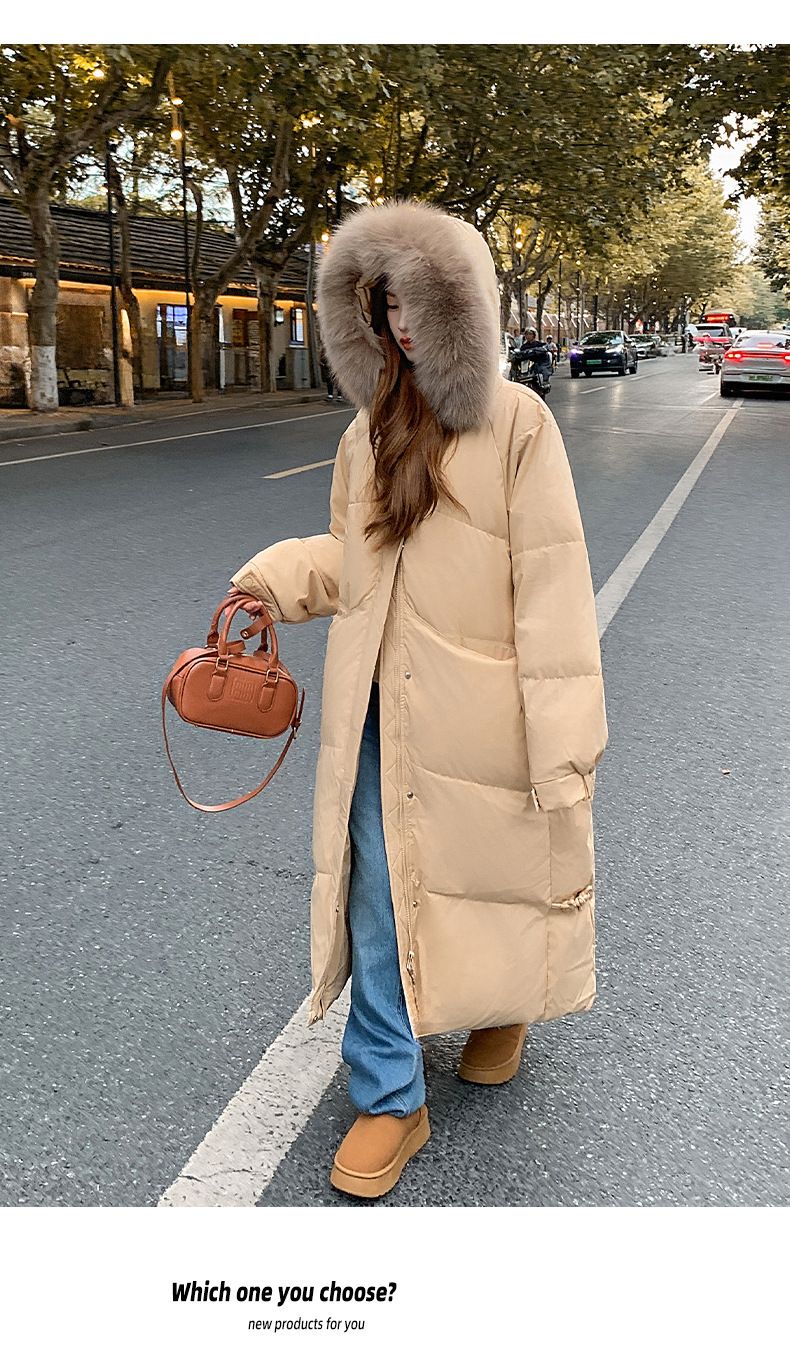 Piumino lungo invernale da donna con cappuccio staccabile in pelliccia sintetica, giacca parka calda oversize per il freddo, poliestere resistente all'acqua_voghion.com