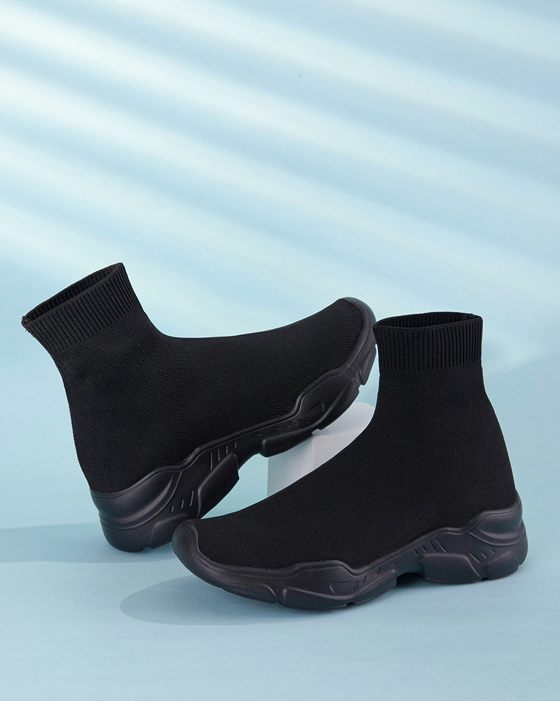 Paris Sock Shoes Women S Super Hot European Casual Knit High Top Stretch Thick Bottom Puff Paw Socks Boots_voghion.com