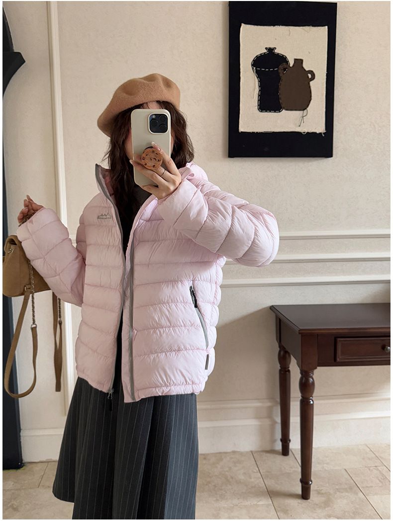 Women's Lightweight Hooded Puffer Jacket - Winter Warm Coat With Softshell Fabric, Slim Fit Zip-Up Outerwear For Casual & Commuting_voghion.com