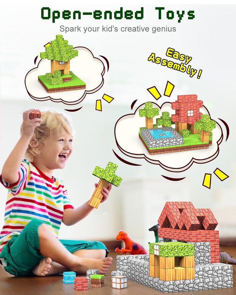 Seria Primeval Forest 2,5 cm Super duży magnetyczny klocek konstrukcyjny MC World Magnetyczny klocek konstrukcyjny do montażu_voghion.com