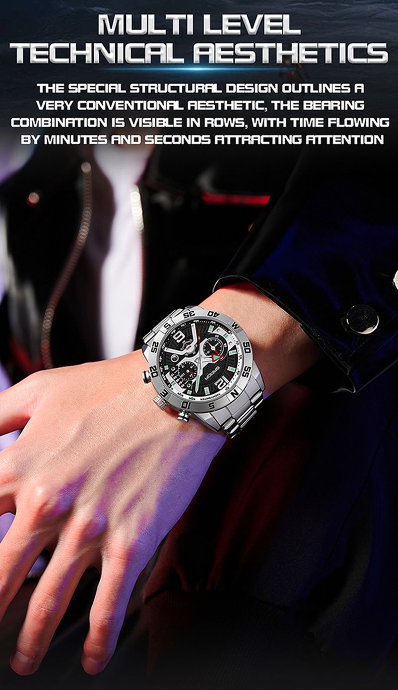 Men's Watch Business Six-pin Waterproof Calendar Men's Watch Timing Multi-functional Quartz Watch_voghion.com