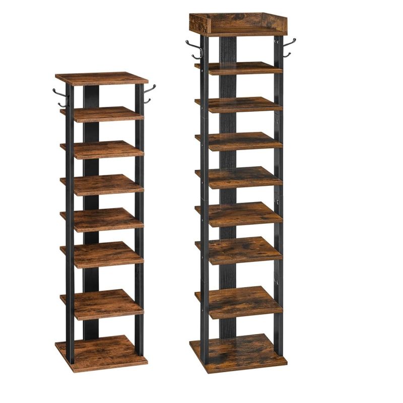 HOOBRO 8/9-Tier Shoe Rack Shoe Storage Organizer With 2 Hooks Shoe Tower_voghion.com