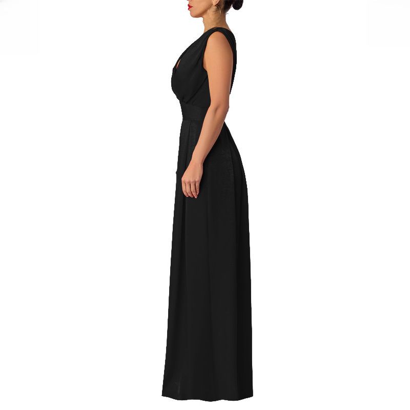 Pantaloni da donna aderenti, a vita alta, a gamba larga, in tessuto di poliestere, con scollo a V, taglio dritto_voghion.com