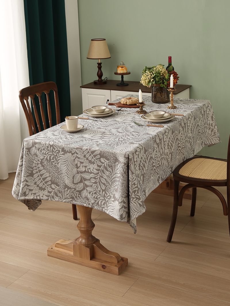 Nappe rectangulaire en lin et coton à motif floral, imperméable, résistante à l'huile et à la chaleur, pour tables basses et de salle à manger._voghion.com
