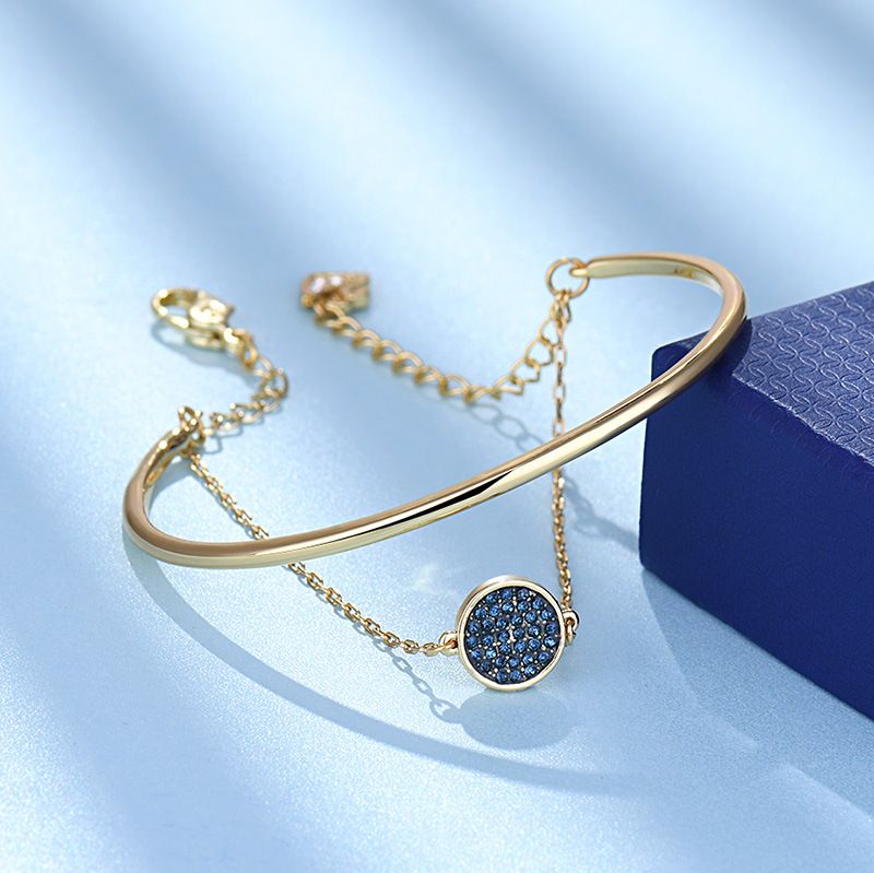 Pulseira de raquete de tênis empilhável dois em um ouro rosa_voghion.com