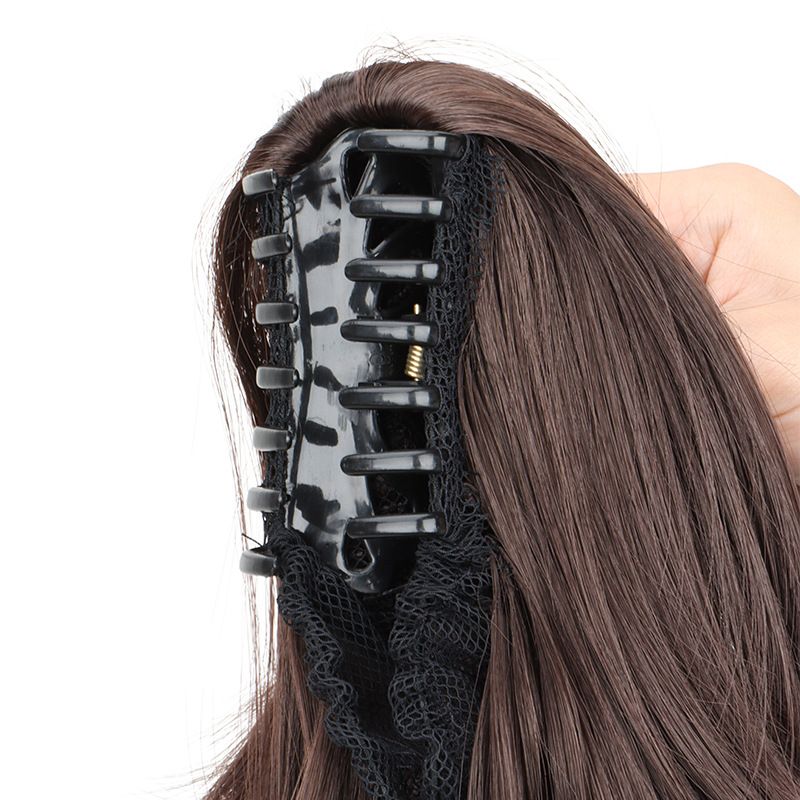 Coda di cavallo lunga con clip da donna, coda di cavallo arricciata multistrato, coda di cavallo riccia con clip in fibra sintetica, produttore all'ingrosso_voghion.com