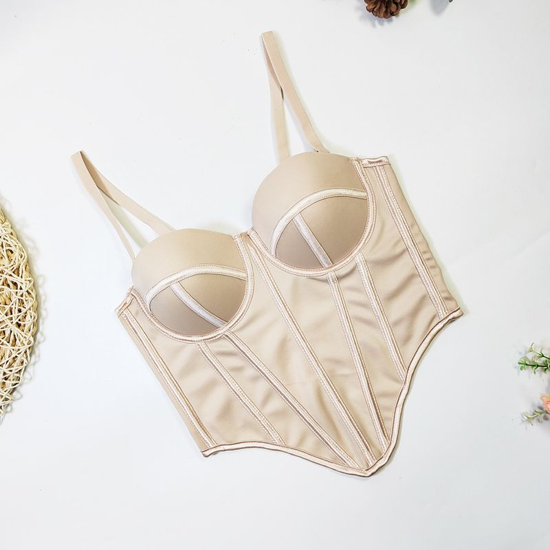 Europäeschen an amerikanesche Street Style onregelméissege Fëschgrat-BH Bannendran Uewerflächenträger weibleche Kierper verengt schéint Réck Tube Top_voghion.com