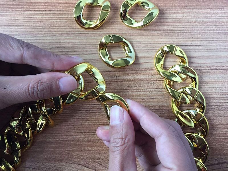 Hip Hop Exaggerated Large Chain Plastic Simulation Gold Necklace Personalized Performance Props,Street Art,Rapper,Cool And Personalized,No Fade_voghion.com