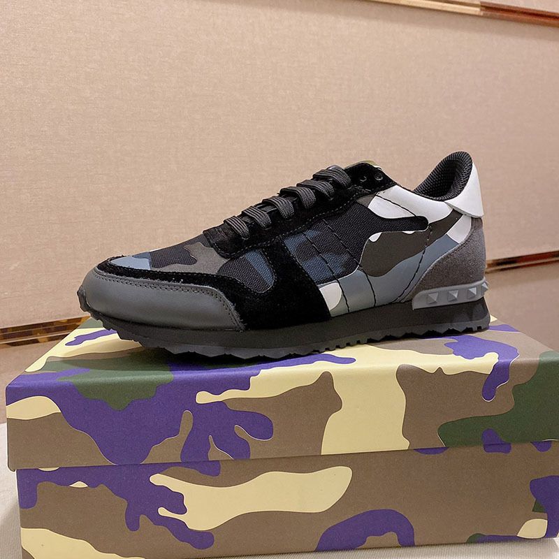 2024 Nowe buty sportowe V-Home Camouflage dla mężczyzn z nitowanym grubym dnem, modne sznurowane na co dzień, bloki kolorów_voghion.com