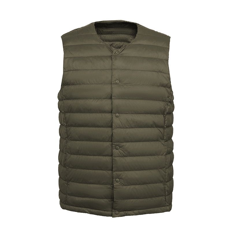 Gilet sans manches léger en duvet pour homme Cove Wholesale, gilet d'extérieur, grandes tailles, sans col, col rond, court, ultra-fin_voghion.com