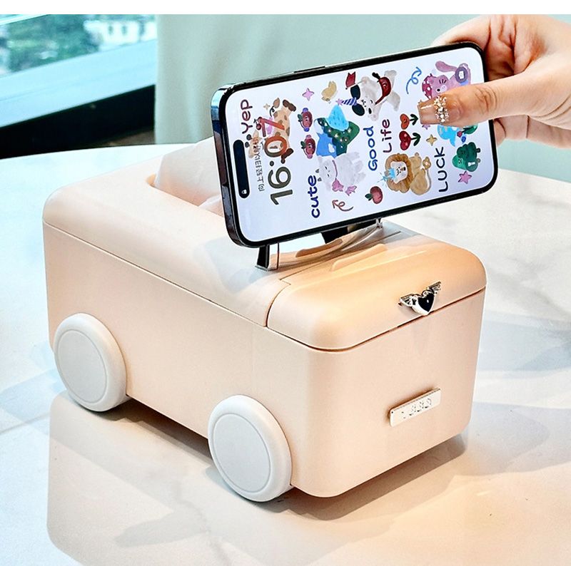 Creative Car Tissue Box Multifunctional Plastic Living Room Paper Box Desktop Decoration Storage Box And Phone Bracket For Home_voghion.com