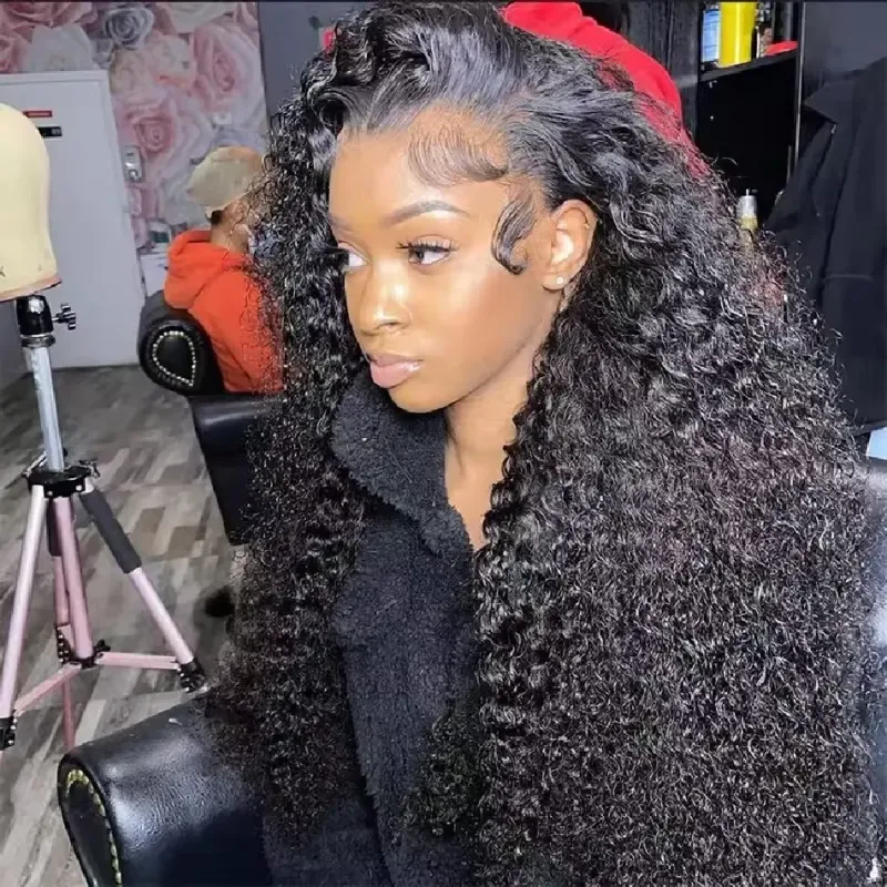 180 Density Long Brazilian Human Hair Frontal Wigs Water Wave Wigs_voghion.com