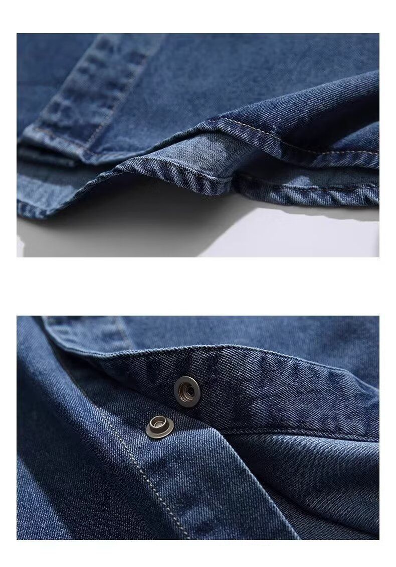 Chemise en jean délavée pour homme, version coréenne, ample, haut de gamme, manches longues_voghion.com