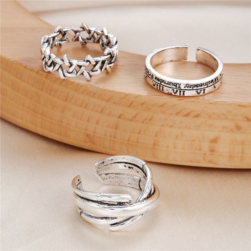 Damen-Schmuckset, modisch, Retro, schlicht, All-Match, alter Ziffernring, weiblicher Hip-Hop-Ins-Trend, Nischendesign, offener Zeigefingerring_voghion.com