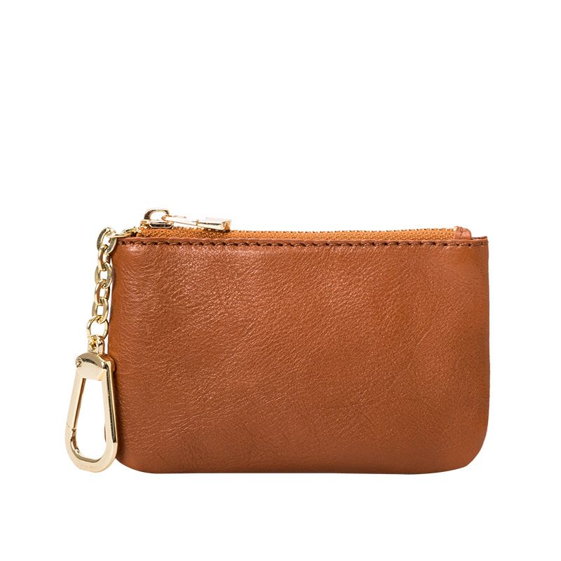 Portafoglio piccolo in vera pelle di vacchetta, semplice, mini, con cerniera, 2025, nuovo, per donna, corto, ultrasottile_voghion.com