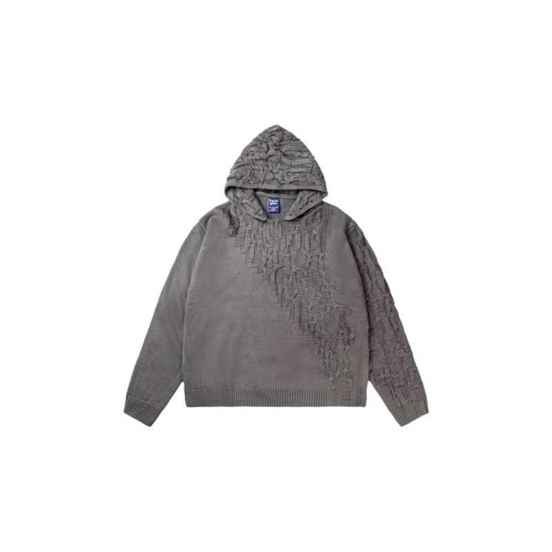Retro dislocation weaving design, new sweater, men's trendy brand, versatile hooded knit sweater, couple jacket_voghion.com