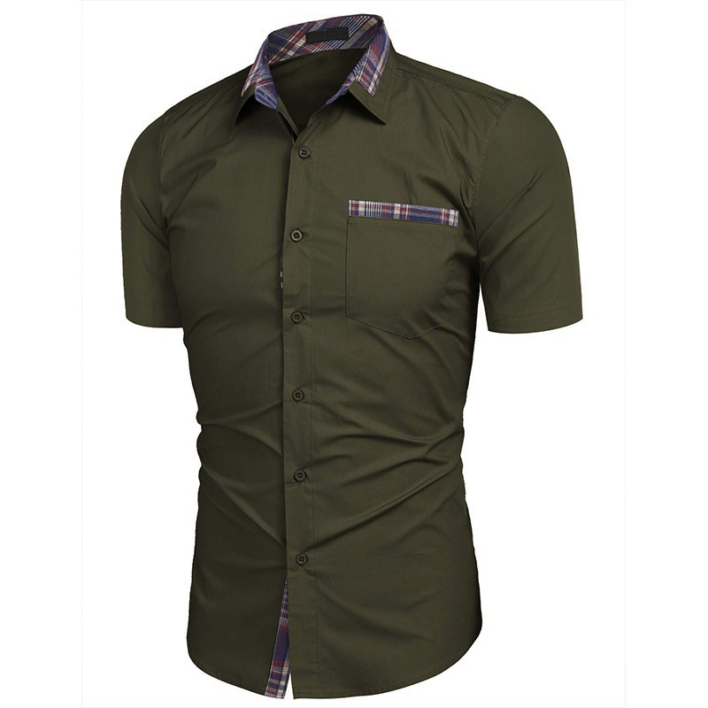 Abbigliamento da uomo, camicie casual alla moda a maniche corte a quadri_voghion.com