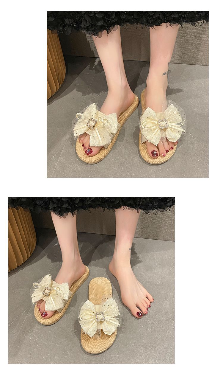 Damenschuhe Version von Outdoor-Hausschuhen Sommer Neue Schleifen-Hausschuhe für Frauen zum Ausgehen zu Hause Modische und vielseitige trendige Freizeit_voghion.com