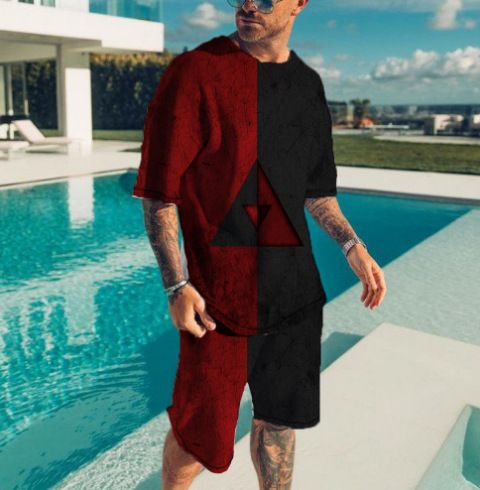 Men's Short-Sleeved T-Shirt Beach Shorts 2 Piece Casual Suit Large Size 3D Printed Sweatshirt_voghion.com