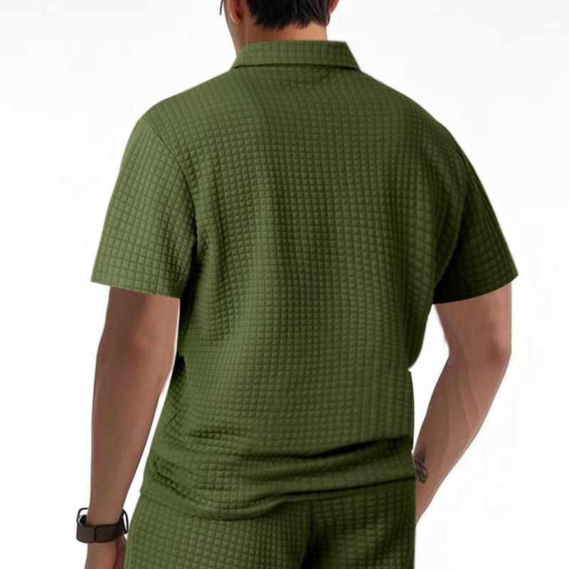 Sommer Herren Poloshirt mit lockerem Jacquard-Reißverschluss im amerikanischen Stil, kurzärmelig_voghion.com