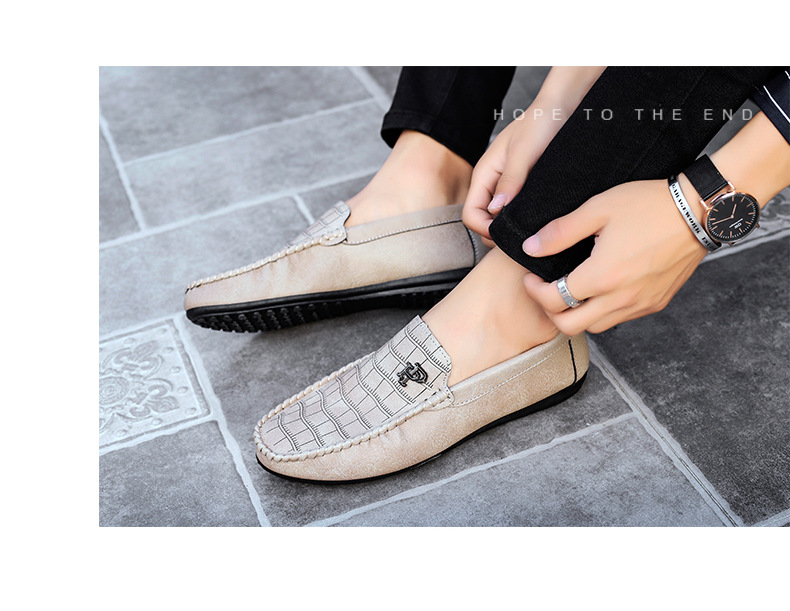 Doudou Shoes Men's Spring And Summer New Soft-soled Breathable Lazy Slip-on Casual Leather Shoes European Station Trendy British Loafers_voghion.com