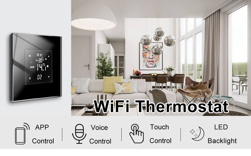 Thermostat WiFi intelligent Contrôleur de température Chaudière à gaz pour eau chaude ou chauffage électrique Fonctionne avec Google Home Tuya_voghion.com