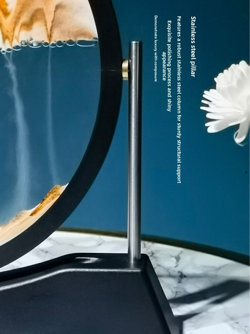 Round 3D Glass Flowing Painting Flip Luxury Home Hourglass Gift Creative Sand Art Craft Desktop Ornament_voghion.com