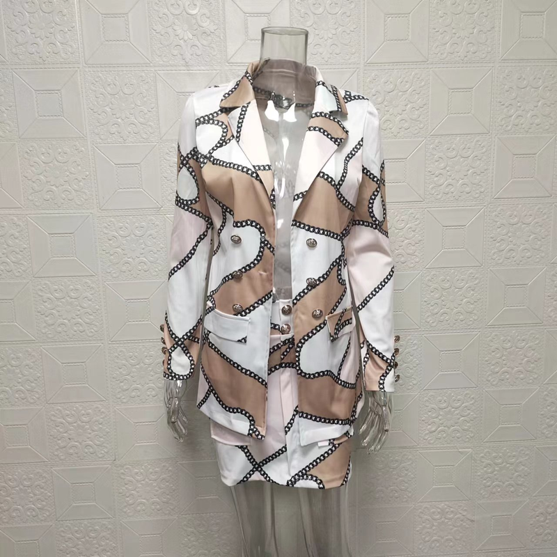 Ensemble deux pièces imprimé jupe slim pour femme, nouvelle mode_voghion.com