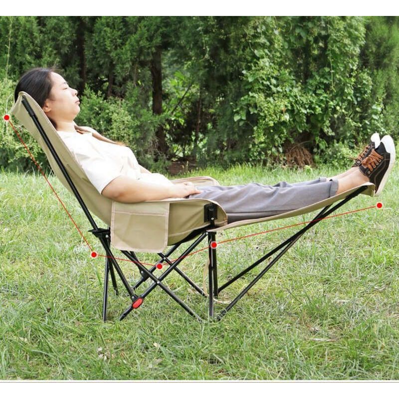Lounge Chair, Dual-use For Sitting Lying, Lightweight Carrying Nap Bed, Outdoor Camping Folding Chair With Three_voghion.com